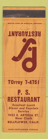 Matchbook Cover - PS Restaurant Bellflower CA