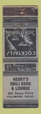 Matchbook Cover - Henry's Chili Burg Lounge Fillmore CA WORN