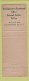 Matchbook Cover - Safe Driving Day Safety Washington DC Air Force WEAR