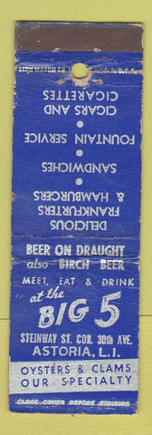 Matchbook Cover - Big 5 Restaurant Astoria LI NY WEAR