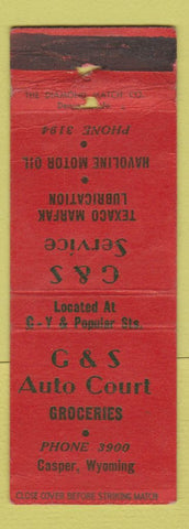 Matchbook Cover - G&S Auto Court Grocery oil gas Texaco Casper WY WORN
