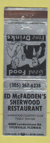 Matchbook Cover - Ed McFadden's Sherwood Restaurant Titusville FL WEAR