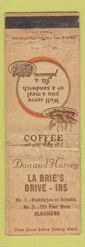 Matchbook Cover - La Brie's Drive Ins Alhambra CA POOR