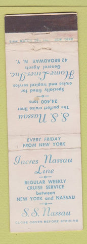 Matchbook Cover - Incres Nassau Line Cruise? Shipping? WEAR