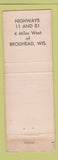 Matchbook Cover - The Chalet Brodhead WI WEAR