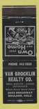 Matchbook Cover - Van Brocklin Real Estate Boulder Colorado Insurance