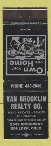 Matchbook Cover - Van Brocklin Real Estate Boulder Colorado Insurance