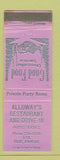Matchbook Cover - Alloway's Restaurant Drive In Ellis KS