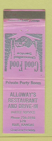 Matchbook Cover - Alloway's Restaurant Drive In Ellis KS