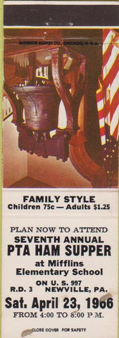 Matchbook Cover - PTA Ham Supper Newville PA 1966 WEAR