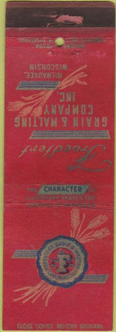 Matchbook Cover - Grain Malting Co Milwaukee WI