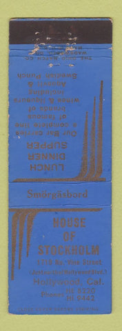 Matchbook Cover - House of Stockholm Hollywood CA WEAR