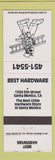 Matchbook Cover - Best Hardware Santa Monica CA