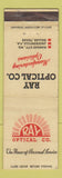 Matchbook Cover - Ray Optical Dallas TX Jacksonville FL Kansas City MO WEAR