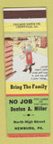 Matchbook Cover - Denton Miller Contractor Newburg PA hillbilly