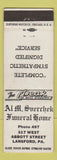 Matchbook Cover - Al M Sverchek Funeral Home Lansford PA