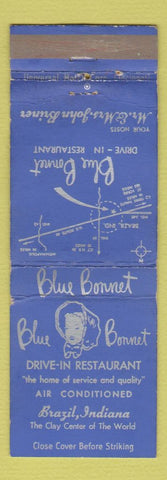 Matchbook Cover - Blue Bonnet Drive In Restaurant Brazil IN WEAR