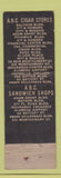 Matchbook Cover - ABC Sandwich Shop Cigars San Francisco CA