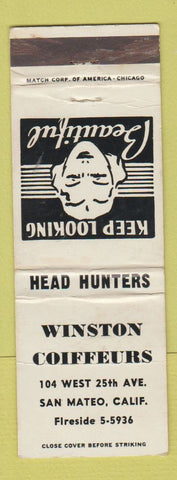 Matchbook Cover - Winston Coiffeurs Salon San Mateo CA WEAR