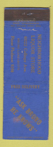 Matchbook Cover - Neighborhood Liquor Store Bruno Lanzarotti WORN