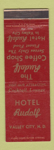 Matchbook Cover - Hotel Rudolf Valley City ND