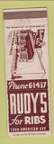 Matchbook Cover - Rudy's Ribs Long Beach CA