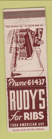 Matchbook Cover - Rudy's Ribs Long Beach CA