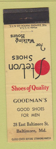 Matchbook Cover - Stetson Shoes Goodman's Baltimore MD WEAR