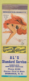 Matchbook Cover - Al's Standard oil gas Bismarck ND pinup