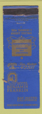 Matchbook Cover - Hotel Benjamin Franklin San Mateo CA WEAR