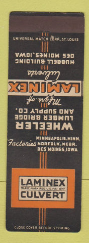 Matchbook Cover - Laminex Culvert Des Moines IA SAMPLE
