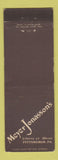 Matchbook Cover - Meyer Jonasson's Pittsburgh PA