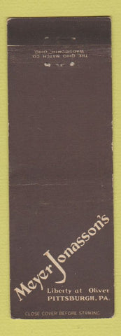 Matchbook Cover - Meyer Jonasson's Pittsburgh PA