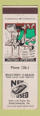 Matchbook Cover - Maguires Garage Ford Duncannon PA hillbilly