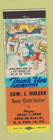 Matchbook Cover - Edw Roeser Beer Distributor Pittsburgh PA hillbilly