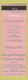 Matchbook Cover - Mount Vernon Motor Lodge West Palm Beach FL