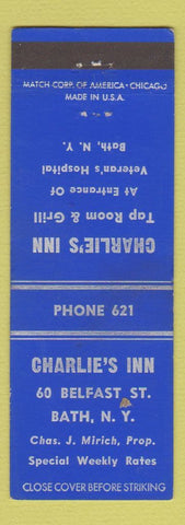 Matchbook Cover - Charlie's Inn Bath NY
