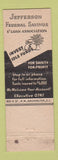 Matchbook Cover - Jefferson Federal Savings and Loan Washington DC