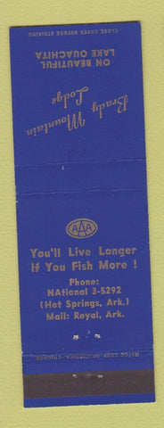 Matchbook Cover - Brady Mountain Lodge Lake Quachita Royal AR Hot Springs