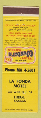 Matchbook Cover - La Fonda Motel Liberal KS Best Western