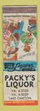 Matchbook Cover - Packy's Liquor hillbilly WEAR