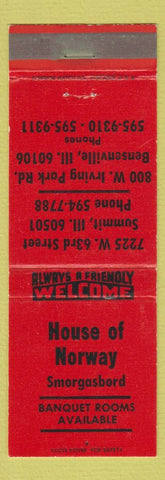 Matchbook Cover - House of Norway Summit Bensenville IL