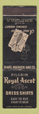 Matchbook Cover - Pilgrim Royal Ascot Dress Shirts men's clothes Sears Roebuck