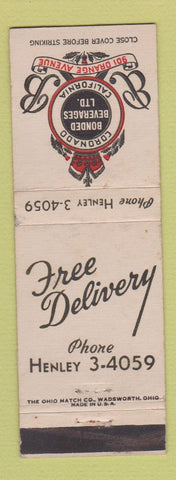 Matchbook Cover - Coronado CA Bonded Beverage Liquor