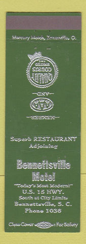 Matchbook Cover - Bennettsville Motel SC