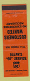 Matchbook Cover - Ralph's Phillips 66 oil gas Denver Colorado ORANGE