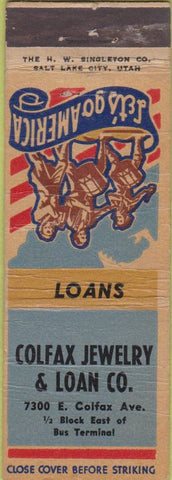 Matchbook Cover - Colfax Jewelry Loan Denver CO WORN CREASES