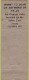 Matchbook Cover - Colfax Jewelry Loan Denver CO WORN CREASES