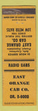 Matchbook Cover - East Orange Cab Taxi Glen Ridge WORN