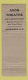 Matchbook Cover - Avon Grill Hankinson ND pinup WEAR Avon Theatre